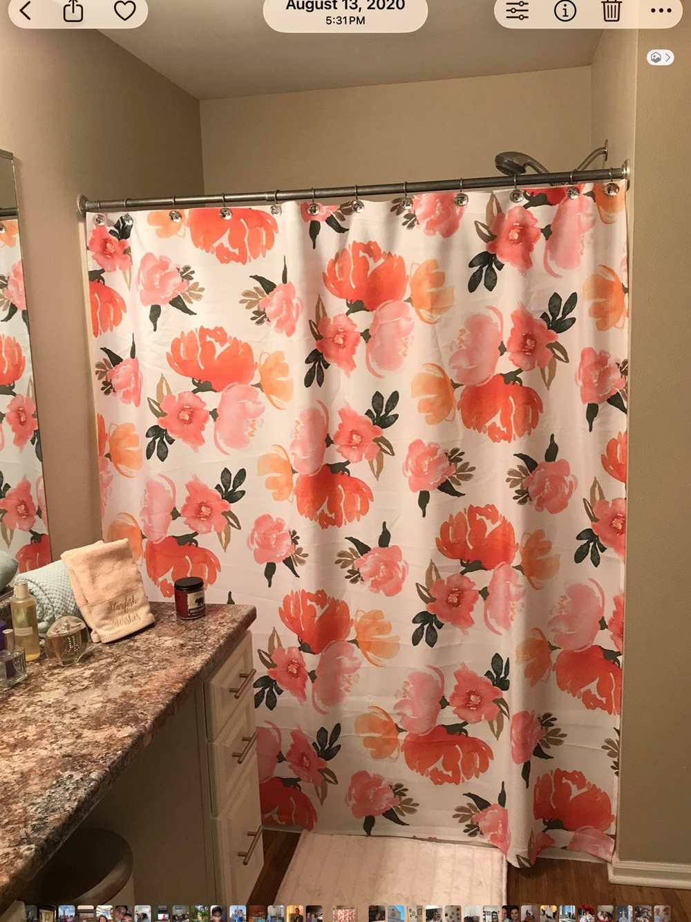 Floral Shower Curtain in Coral Pink - Home Bath